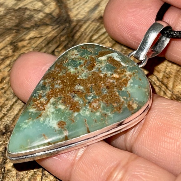 Yellow Green Chrysoprase Pendant 2 1/4” - Picture 5 of 12